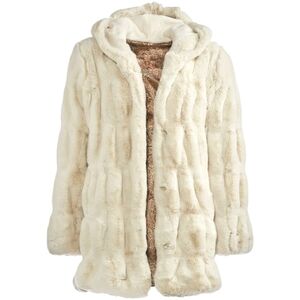 DONNA‎ SALYERS’ Fabulous-Furs ivory mink couture hooded faux fur jacket coat  M